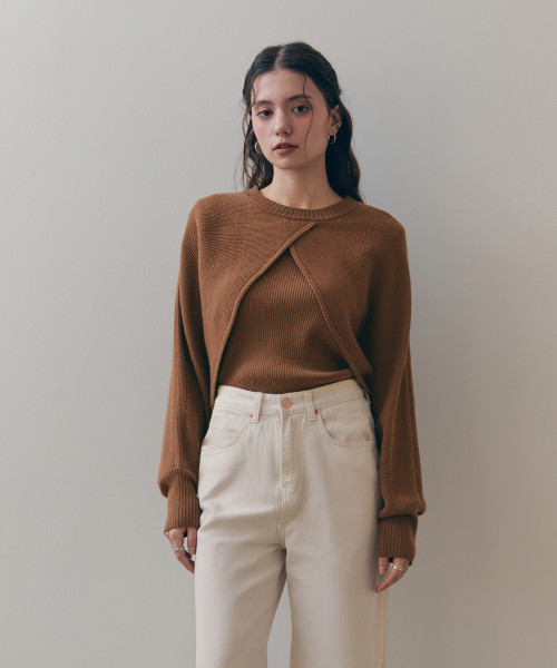 ZEROSTREET（ゼロストリート）の「[12カラー] ボレロペンダントニットセット（ニット/セーター・レディース・ライトブラウン/ブラック/ライトブルー/グレー系その他/ネイビー/PINK/ダークブラウン/ホワイト/ブルーグレー/Beige/スカイブルー/ライトピンク・F）」の19枚目の写真