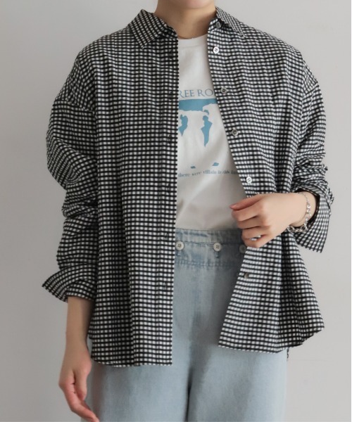 NOMBRE IMPAIR(ノンブルアンペール)の「ギンガムチェック 2WAYカラーシャツ(シャツ/ブラウス・レディース・ブルー/ブラック・FREE)」の2枚目の写真
