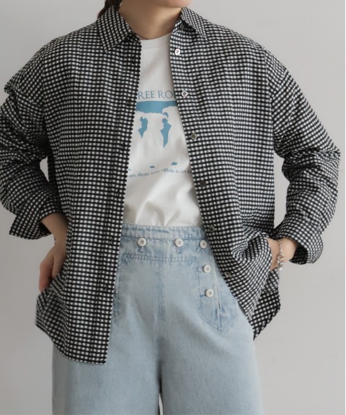 NOMBRE IMPAIR(ノンブルアンペール)の「ギンガムチェック 2WAYカラーシャツ(シャツ/ブラウス・レディース・ブルー/ブラック・FREE)」の3枚目の写真