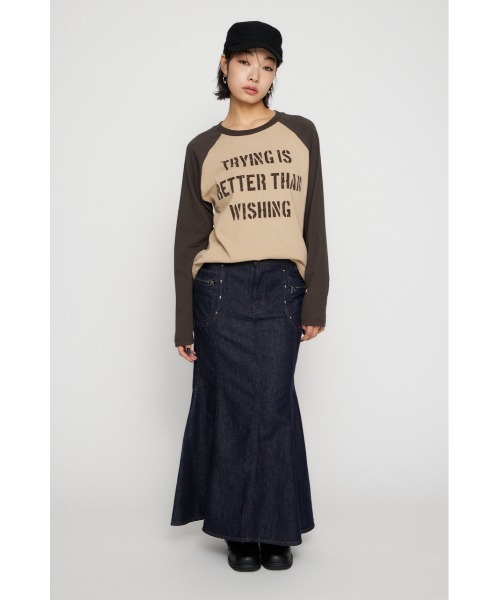LAGUA GEM(ラグアジェム)の「FRONT LETTERING RAGLAN トップス(Tシャツ/カットソー・レディース・ブラック/ブラウン/ネイビー・FREE)」の7枚目の写真