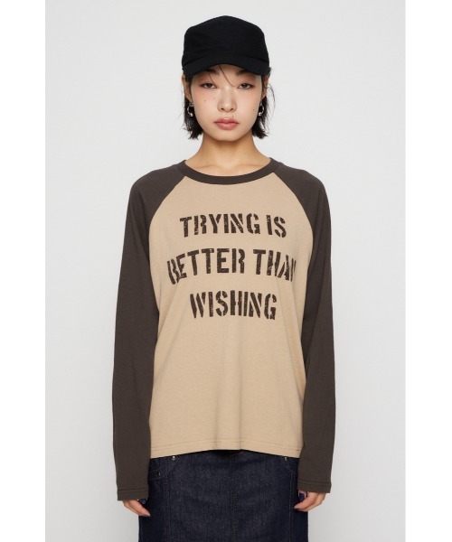 LAGUA GEM(ラグアジェム)の「FRONT LETTERING RAGLAN トップス(Tシャツ/カットソー・レディース・ブラック/ブラウン/ネイビー・FREE)」の8枚目の写真