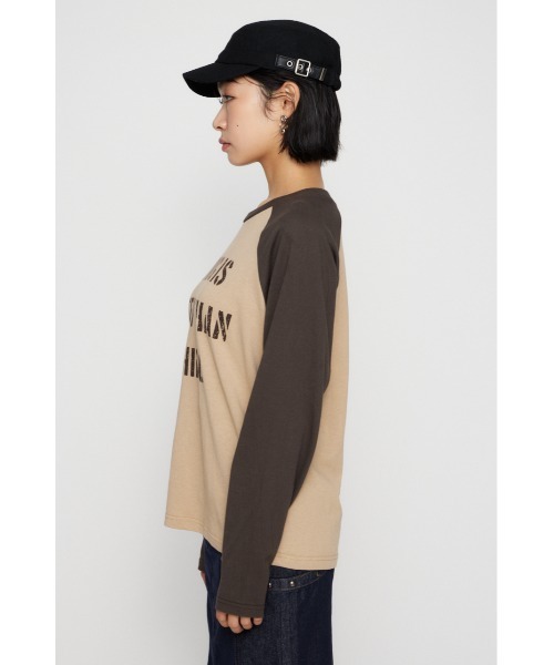 LAGUA GEM(ラグアジェム)の「FRONT LETTERING RAGLAN トップス(Tシャツ/カットソー・レディース・ブラック/ブラウン/ネイビー・FREE)」の9枚目の写真