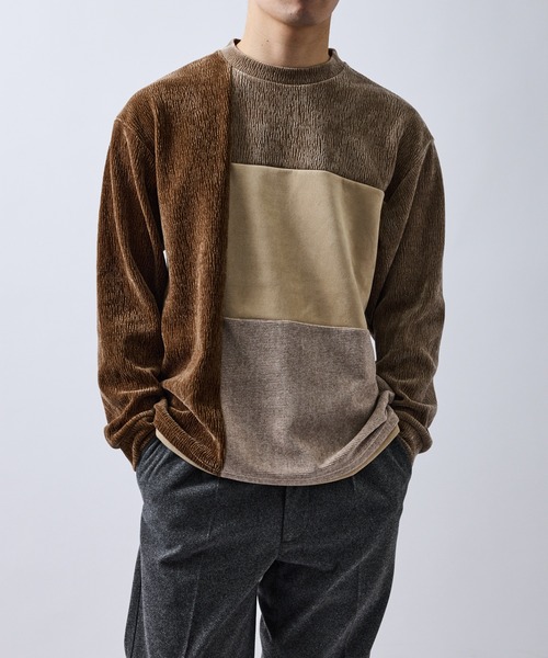 j.n.r.d(ジェー・エヌ・アール・ディー)の「モールブロック切替プルオーバー(Tシャツ/カットソー・メンズ・グレー/ベージュ・L/LL/M/S)」の2枚目の写真