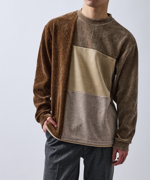 j.n.r.d(ジェー・エヌ・アール・ディー)の「モールブロック切替プルオーバー(Tシャツ/カットソー・メンズ・グレー/ベージュ・L/LL/M/S)」の13枚目の写真