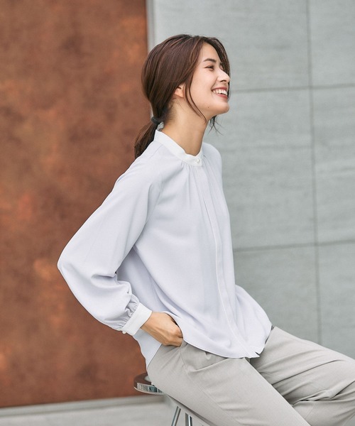 GLOBAL WORK（グローバルワーク）の「キレイつづく配色ブラウス/581008（シャツ/ブラウス・レディース・ベージュ系その他/ホワイト系その他5/ピンク系8・SMALL/MEDIUM/LARGE/X-LARGE）」の7枚目の写真