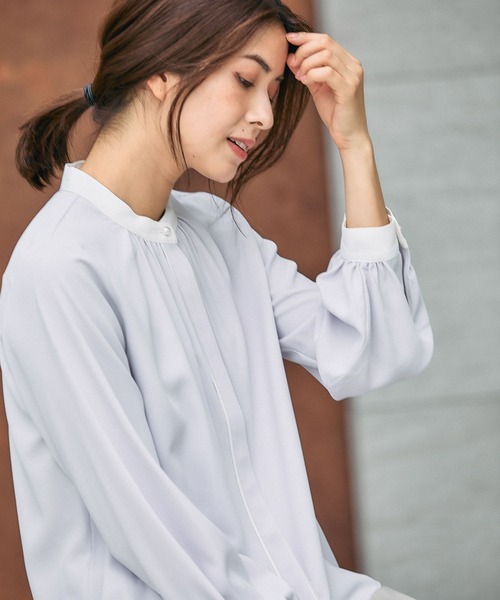 GLOBAL WORK（グローバルワーク）の「キレイつづく配色ブラウス/581008（シャツ/ブラウス・レディース・ベージュ系その他/ホワイト系その他5/ピンク系8・SMALL/MEDIUM/LARGE/X-LARGE）」の9枚目の写真