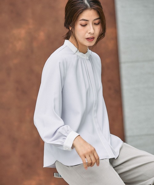 GLOBAL WORK（グローバルワーク）の「キレイつづく配色ブラウス/581008（シャツ/ブラウス・レディース・ベージュ系その他/ホワイト系その他5/ピンク系8・SMALL/MEDIUM/LARGE/X-LARGE）」の10枚目の写真