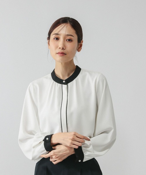 GLOBAL WORK（グローバルワーク）の「キレイつづく配色ブラウス/581008（シャツ/ブラウス・レディース・ベージュ系その他/ホワイト系その他5/ピンク系8・SMALL/MEDIUM/LARGE/X-LARGE）」の20枚目の写真