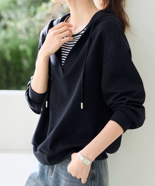 V‑neck срезанный кардиган‑парка