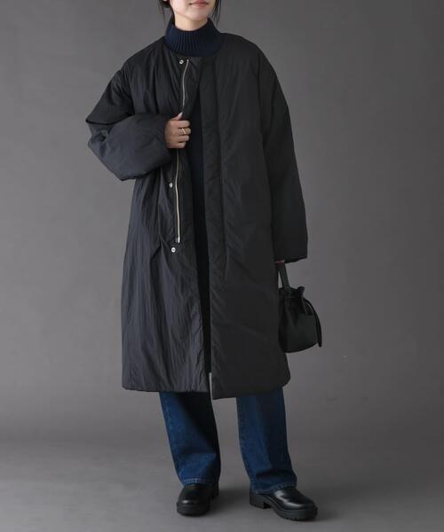 FORK&SPOON（フォークアンドスプーン）の「FORK&SPOON　SORONAノーカラーコート（その他アウター・レディース・カーキ/ブラック・1）」の6枚目の写真