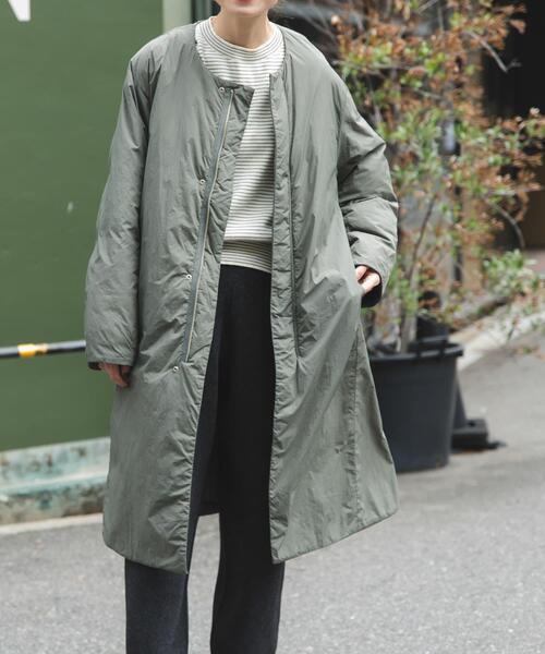 FORK&SPOON（フォークアンドスプーン）の「FORK&SPOON　SORONAノーカラーコート（その他アウター・レディース・カーキ/ブラック・1）」の16枚目の写真