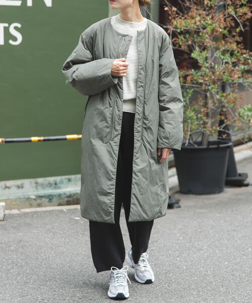 FORK&SPOON（フォークアンドスプーン）の「FORK&SPOON　SORONAノーカラーコート（その他アウター・レディース・カーキ/ブラック・1）」の21枚目の写真