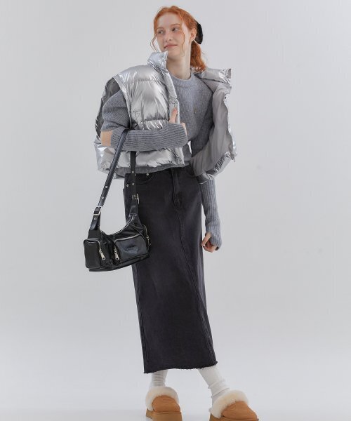 ANOETIC(アノエティック)の「CLASSIC DENIM MAXI LONG SKIRT_DARK GREY(スカート・レディース・チャコール・MEDIUM/SMALL)」の1枚目の写真