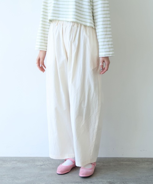 bulle de savon（ビュルデサボン）の「コットン/キュプラ 高密度ブロード パンツ（その他パンツ・レディース・アイボリー/ピンク/チャコールグレー・FREE）」の5枚目の写真