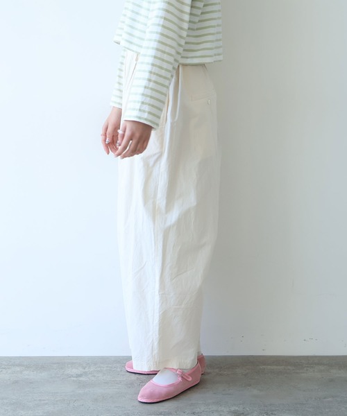 bulle de savon（ビュルデサボン）の「コットン/キュプラ 高密度ブロード パンツ（その他パンツ・レディース・アイボリー/ピンク/チャコールグレー・FREE）」の6枚目の写真