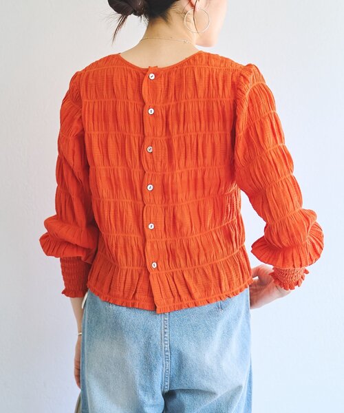 BEARDSLEY（ビアズリー）の「コットンシャーリングブラウス（シャツ/ブラウス・レディース・オレンジ・FREE）」の9枚目の写真