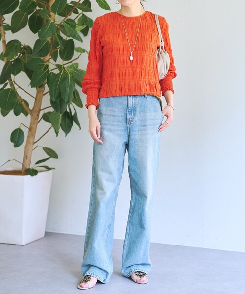 BEARDSLEY（ビアズリー）の「コットンシャーリングブラウス（シャツ/ブラウス・レディース・オレンジ・FREE）」の10枚目の写真