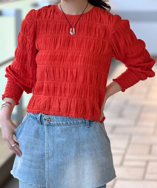 BEARDSLEY（ビアズリー）の「コットンシャーリングブラウス（シャツ/ブラウス・レディース・オレンジ・FREE）」の12枚目の写真