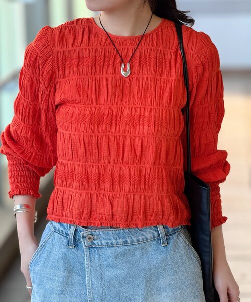 BEARDSLEY（ビアズリー）の「コットンシャーリングブラウス（シャツ/ブラウス・レディース・オレンジ・FREE）」の13枚目の写真