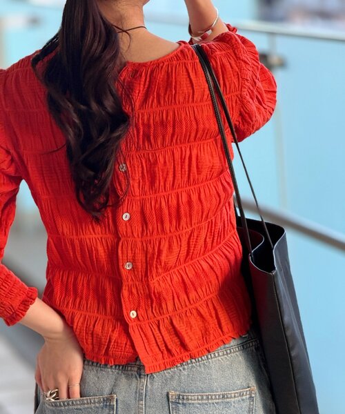 BEARDSLEY（ビアズリー）の「コットンシャーリングブラウス（シャツ/ブラウス・レディース・オレンジ・FREE）」の14枚目の写真