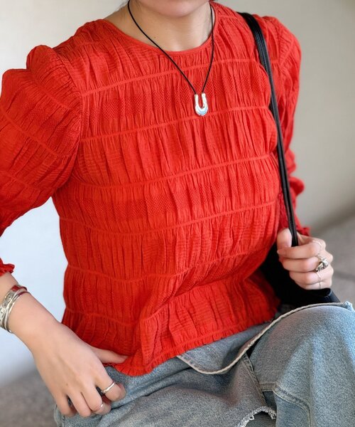 BEARDSLEY（ビアズリー）の「コットンシャーリングブラウス（シャツ/ブラウス・レディース・オレンジ・FREE）」の15枚目の写真