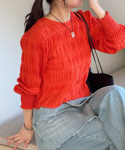 BEARDSLEY（ビアズリー）の「コットンシャーリングブラウス（シャツ/ブラウス・レディース・オレンジ・FREE）」の16枚目の写真