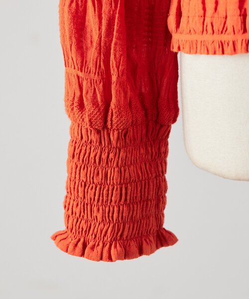 BEARDSLEY（ビアズリー）の「コットンシャーリングブラウス（シャツ/ブラウス・レディース・オレンジ・FREE）」の3枚目の写真