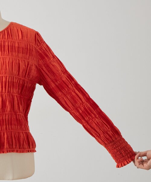 BEARDSLEY（ビアズリー）の「コットンシャーリングブラウス（シャツ/ブラウス・レディース・オレンジ・FREE）」の4枚目の写真