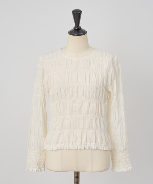 BEARDSLEY(ビアズリー)の「コットンシャーリングブラウス(シャツ/ブラウス・レディース・オレンジ/オフホワイト・FREE)」の12枚目の写真