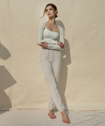 DEVIWEAR（デヴィウェア）の「レディース ヨガウェア DEVI-B0033-オートミール ピラティス エティチュード スウェットパンツ（スウェットパンツ）」