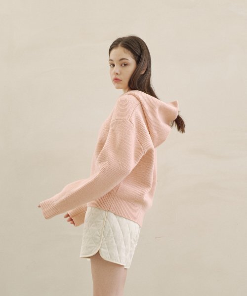 BLOND9(ブロンドナイン)の「フードリブニットハーフジップ_ライトピンク(ニット/セーター・レディース・その他・SMALL/MEDIUM)」の4枚目の写真