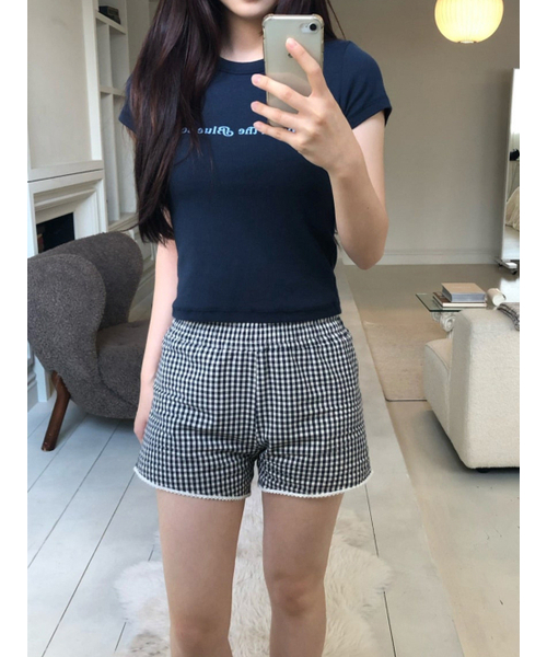 LILY HEIZE(リリーヘイズ)の「ジョリーギンガムチェックショーツ_BLACK(その他パンツ・レディース・ブラック・FREE)」の2枚目の写真