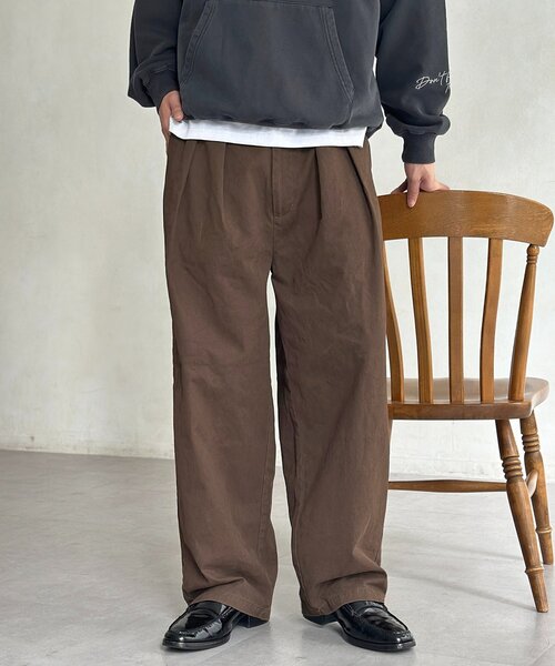 CPCM（シーピーシーエム）の「ピグメントツイルワイドタックパンツ（その他パンツ・メンズ・ブラウン/ブラック/グレー・MEDIUM/LARGE）」の3枚目の写真