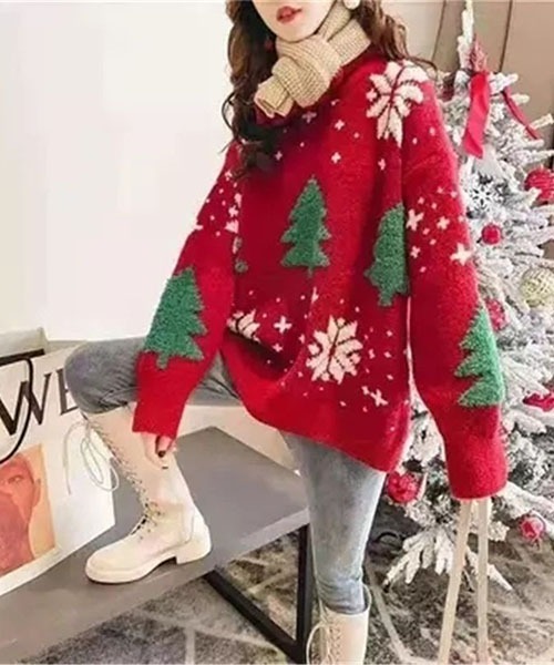 gossip！ロサンゼルス（ゴシップロサンゼルス）の「アグリーセーターテイスト ホリデーニット（ニット/セーター・レディース・レッド/ネイビー・FREE）」の6枚目の写真