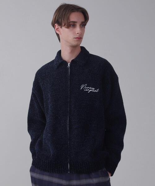 BROWNY(ブラウニー)の「BROWNY/ベロアモールワンポイントZIPカーディガン(カーディガン/ボレロ・メンズ・ネイビー/ブラック・MEDIUM/LARGE)」の1枚目の写真