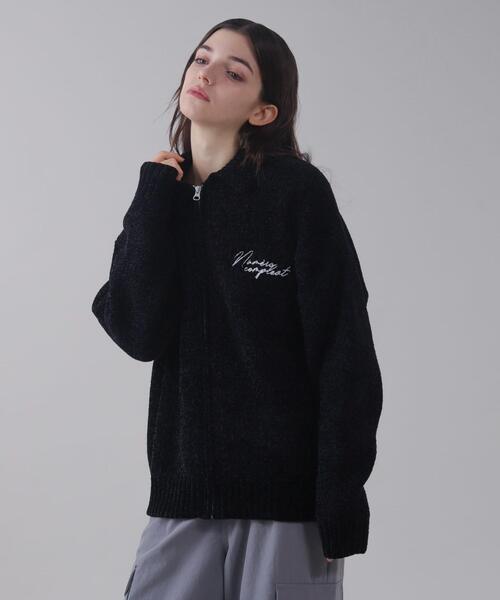 BROWNY(ブラウニー)の「BROWNY/ベロアモールワンポイントZIPカーディガン(カーディガン/ボレロ・メンズ・ネイビー/ブラック・MEDIUM/LARGE)」の2枚目の写真