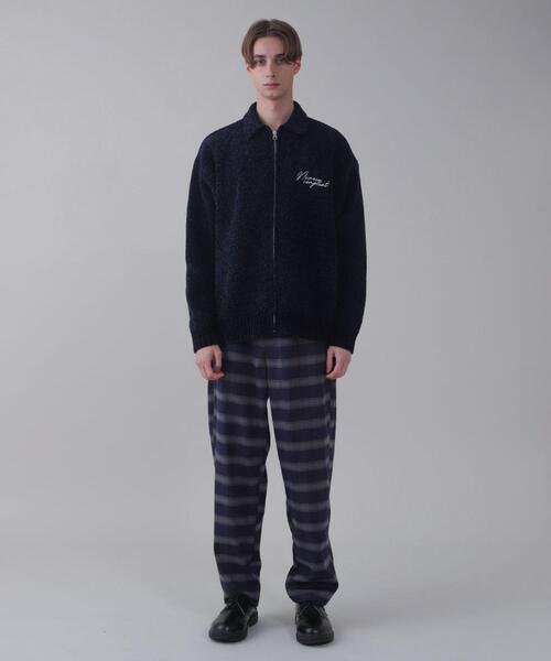 BROWNY(ブラウニー)の「BROWNY/ベロアモールワンポイントZIPカーディガン(カーディガン/ボレロ・メンズ・ネイビー/ブラック・MEDIUM/LARGE)」の4枚目の写真