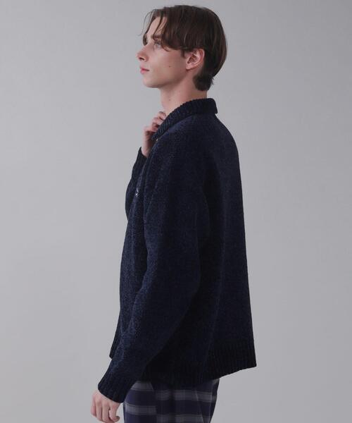 BROWNY(ブラウニー)の「BROWNY/ベロアモールワンポイントZIPカーディガン(カーディガン/ボレロ・メンズ・ネイビー/ブラック・MEDIUM/LARGE)」の12枚目の写真