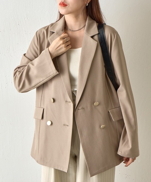 COLONY 2139(コロニートゥーワンスリーナイン)の「金釦ダブルテーラードジャケット(テーラードジャケット・レディース・グレー/ネイビー/ベージュ・FREE)」の13枚目の写真