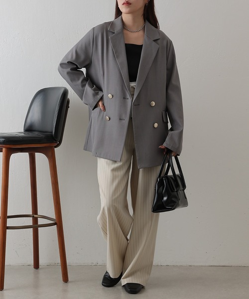 COLONY 2139(コロニートゥーワンスリーナイン)の「金釦ダブルテーラードジャケット(テーラードジャケット・レディース・グレー/ネイビー/ベージュ・FREE)」の8枚目の写真