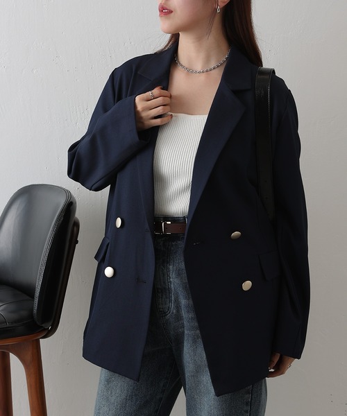 COLONY 2139(コロニートゥーワンスリーナイン)の「金釦ダブルテーラードジャケット(テーラードジャケット・レディース・グレー/ネイビー/ベージュ・FREE)」の20枚目の写真