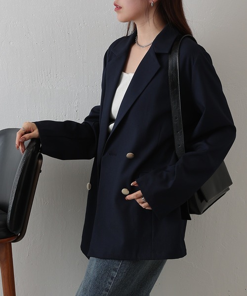 COLONY 2139(コロニートゥーワンスリーナイン)の「金釦ダブルテーラードジャケット(テーラードジャケット・レディース・グレー/ネイビー/ベージュ・FREE)」の21枚目の写真