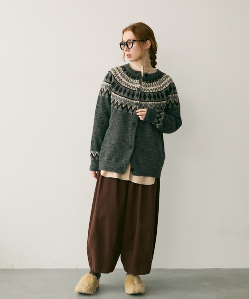 Crisp(クリスプ)の「ノルディックミックスニットカーディガン(カーディガン/ボレロ・レディース・グレー/アイボリー・FREE)」の3枚目の写真