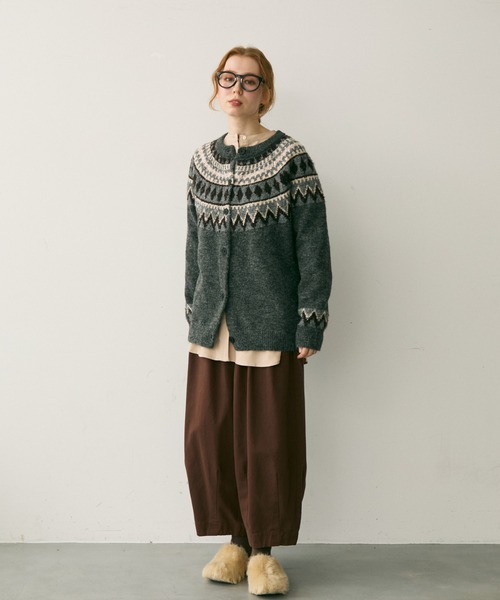 Crisp(クリスプ)の「ノルディックミックスニットカーディガン(カーディガン/ボレロ・レディース・グレー/アイボリー・FREE)」の4枚目の写真