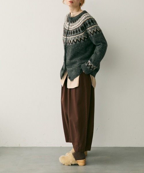 Crisp(クリスプ)の「ノルディックミックスニットカーディガン(カーディガン/ボレロ・レディース・グレー/アイボリー・FREE)」の5枚目の写真