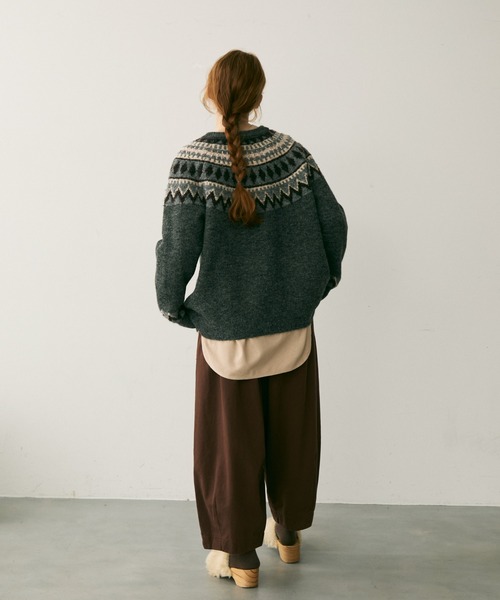 Crisp(クリスプ)の「ノルディックミックスニットカーディガン(カーディガン/ボレロ・レディース・グレー/アイボリー・FREE)」の6枚目の写真