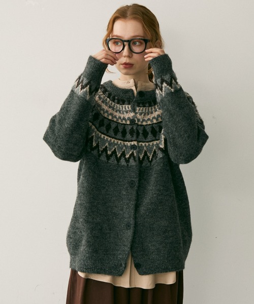 Crisp(クリスプ)の「ノルディックミックスニットカーディガン(カーディガン/ボレロ・レディース・グレー/アイボリー・FREE)」の7枚目の写真