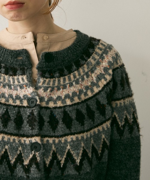 Crisp(クリスプ)の「ノルディックミックスニットカーディガン(カーディガン/ボレロ・レディース・グレー/アイボリー・FREE)」の10枚目の写真