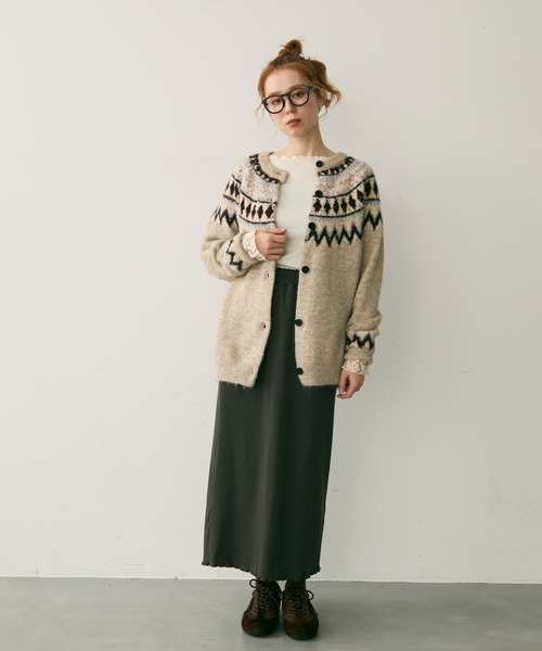 Crisp(クリスプ)の「ノルディックミックスニットカーディガン(カーディガン/ボレロ・レディース・グレー/アイボリー・FREE)」の11枚目の写真