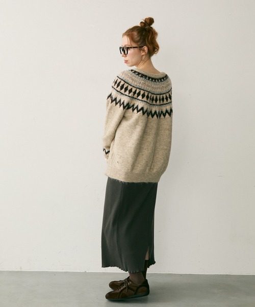 Crisp(クリスプ)の「ノルディックミックスニットカーディガン(カーディガン/ボレロ・レディース・グレー/アイボリー・FREE)」の13枚目の写真